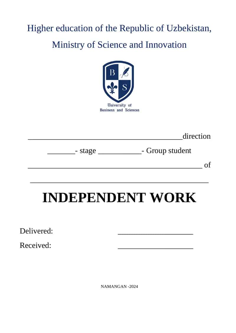 INDEPENDENT WORK 1