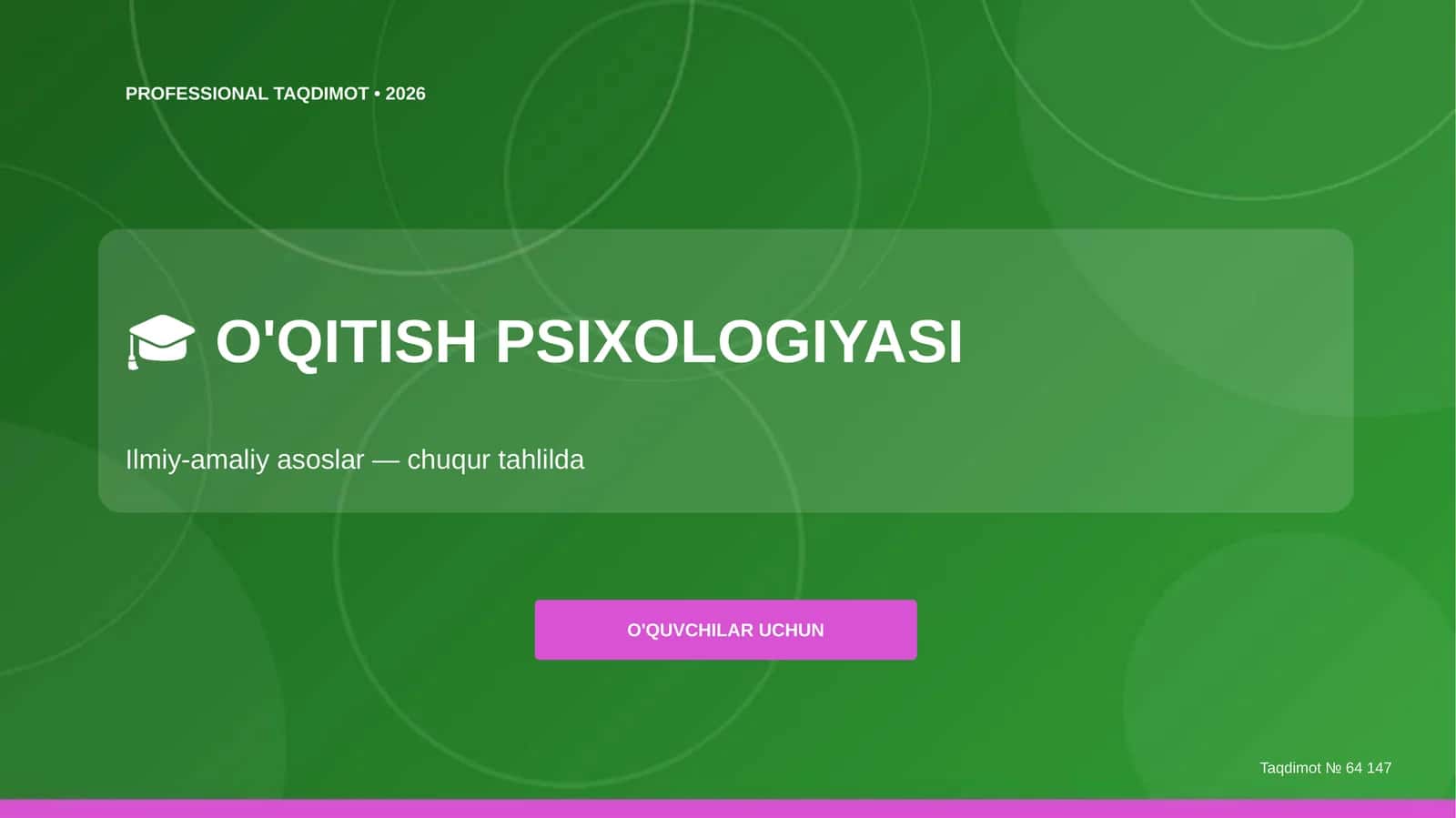 O'QITISH PSIXOLOGIYASI 1