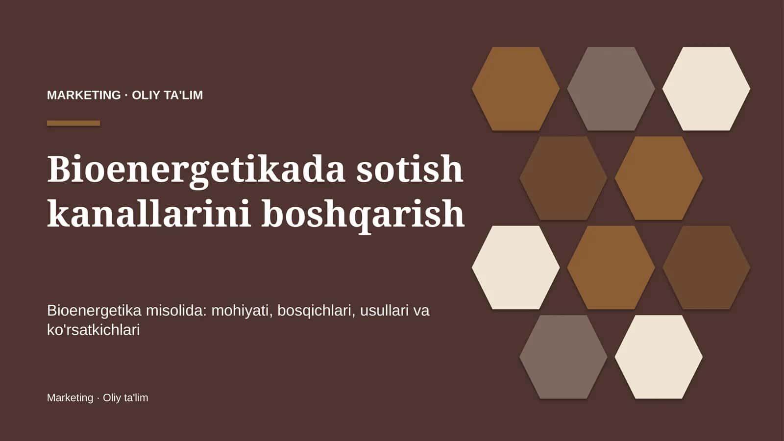 Bioenergetikada sotish kanallarini boshqarish 1