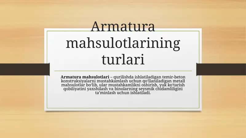 Armatura mahsulotlarining turlari 1