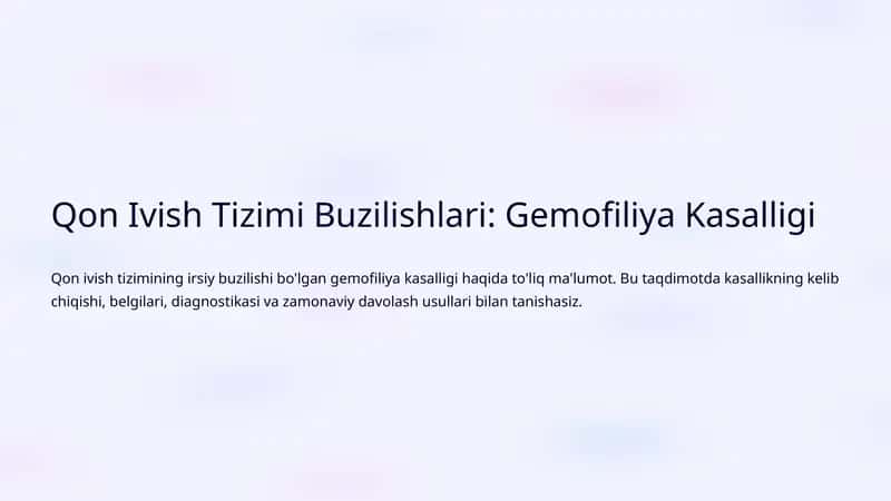 Gemofiliya Kasalligi 1