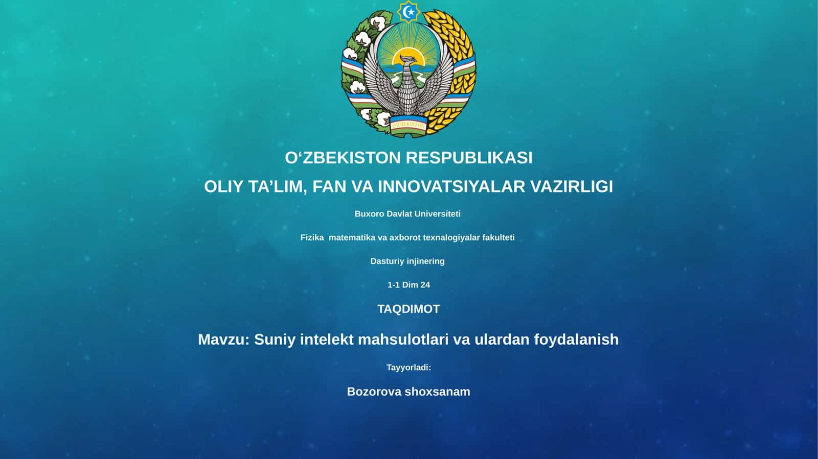 Suniy intelekt mahsulotlari va ulardan foydalanish 1