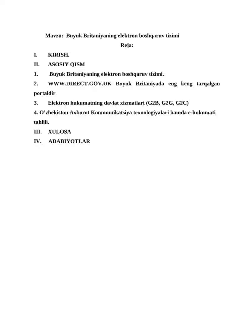 Buyuk Britaniyaning elektron boshqaruv tizimi