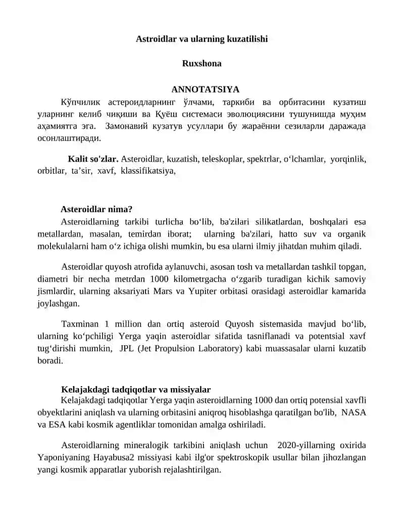 Astroidlar va ularning kuzatilishi