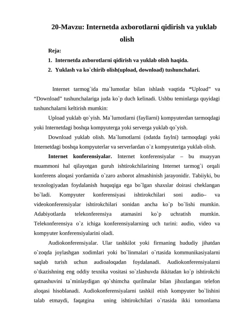 Internetda axborotlarni qidirish va yuklab olish 1