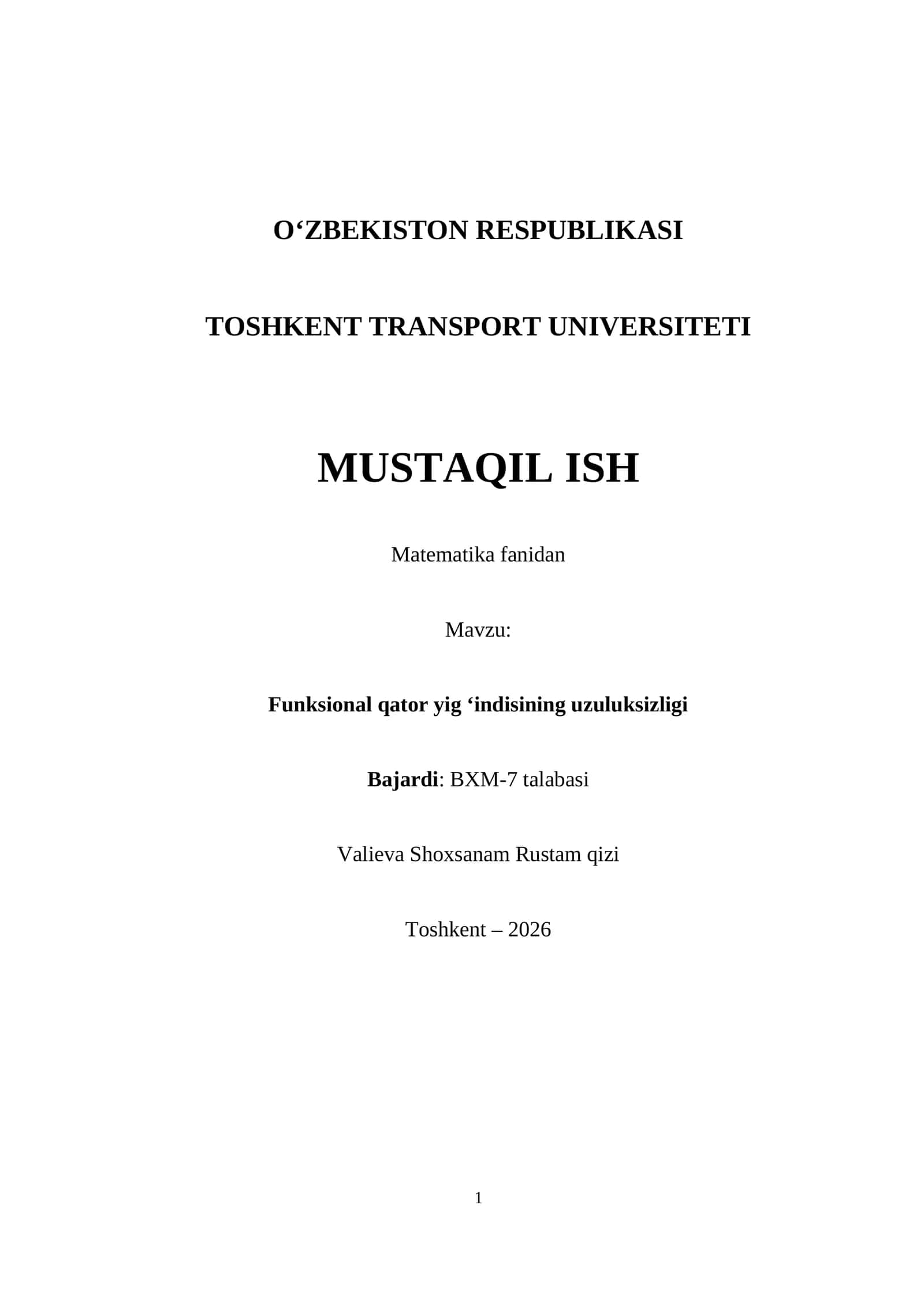 Funksional qator yig‘indisining uzuluksizligi 1
