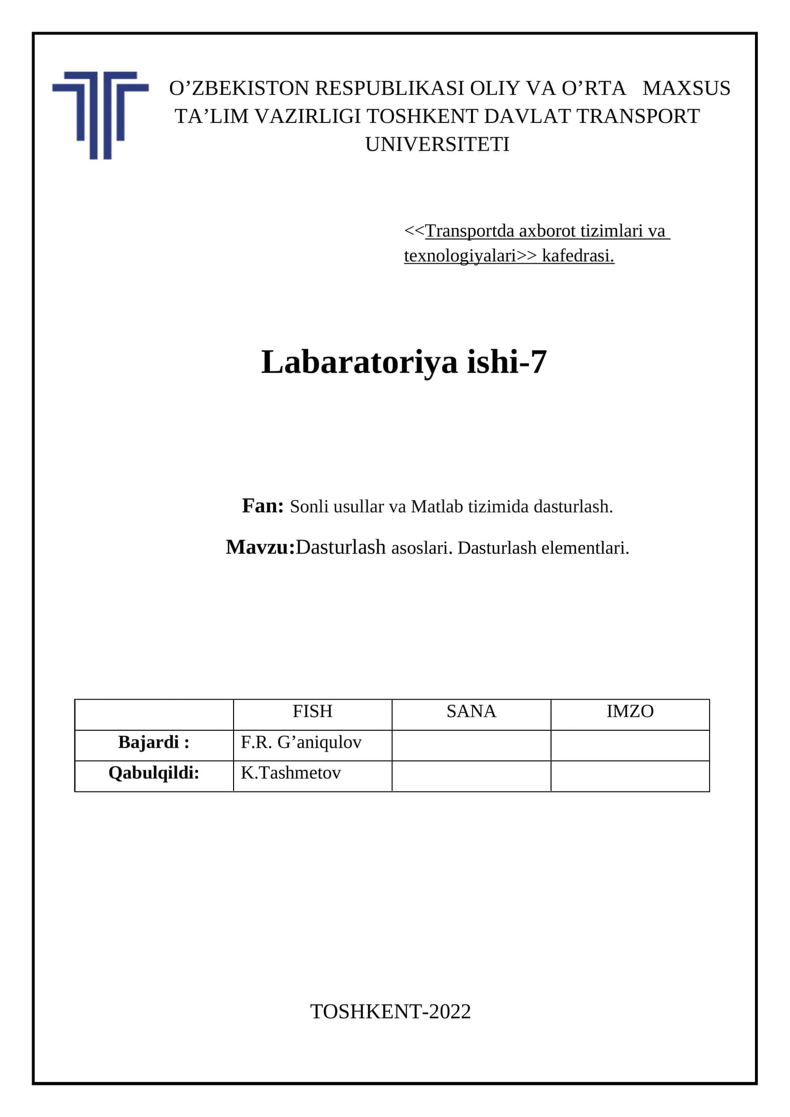 Dasturlash asoslari. Dasturlash elementlari 1