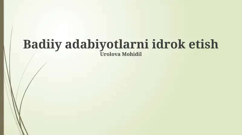 Adabiyotni his qilish 1