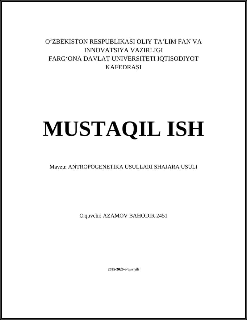 ANTROPOGENETIKA USULLARI SHAJARA USULI 1