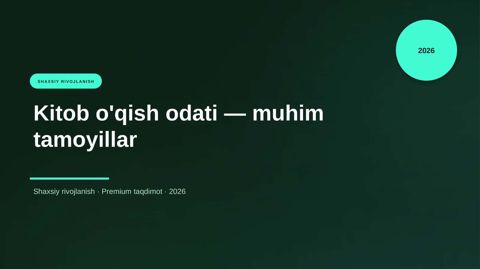Kitob o'qish odati — muhim tamoyillar 1