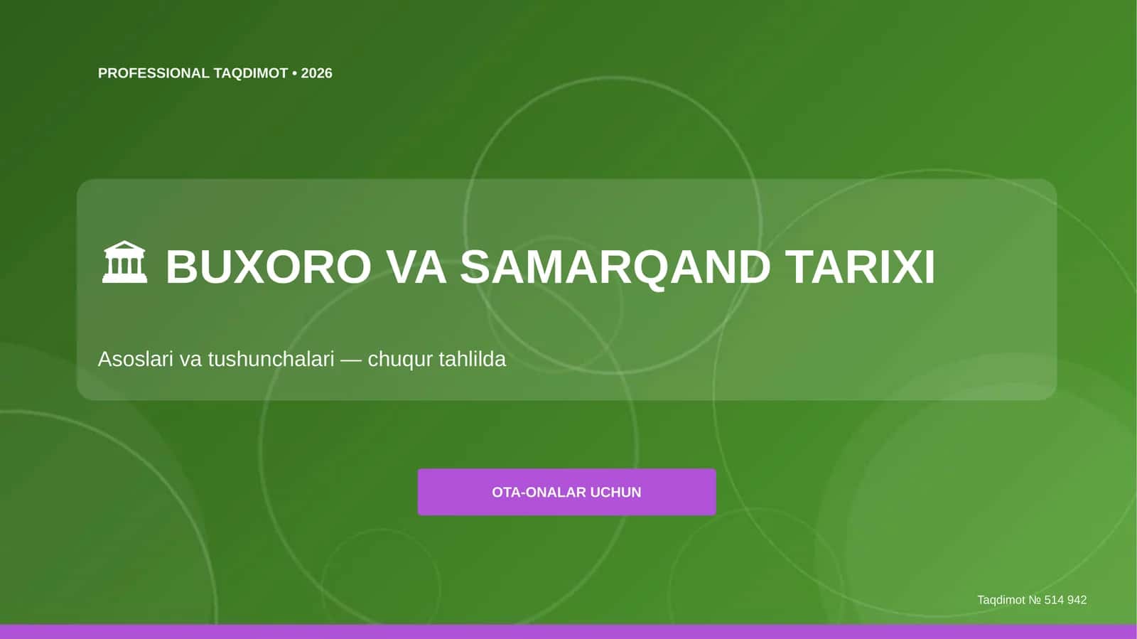 BUXORO VA SAMARQAND TARIXI Asoslai va tushunchalari 1