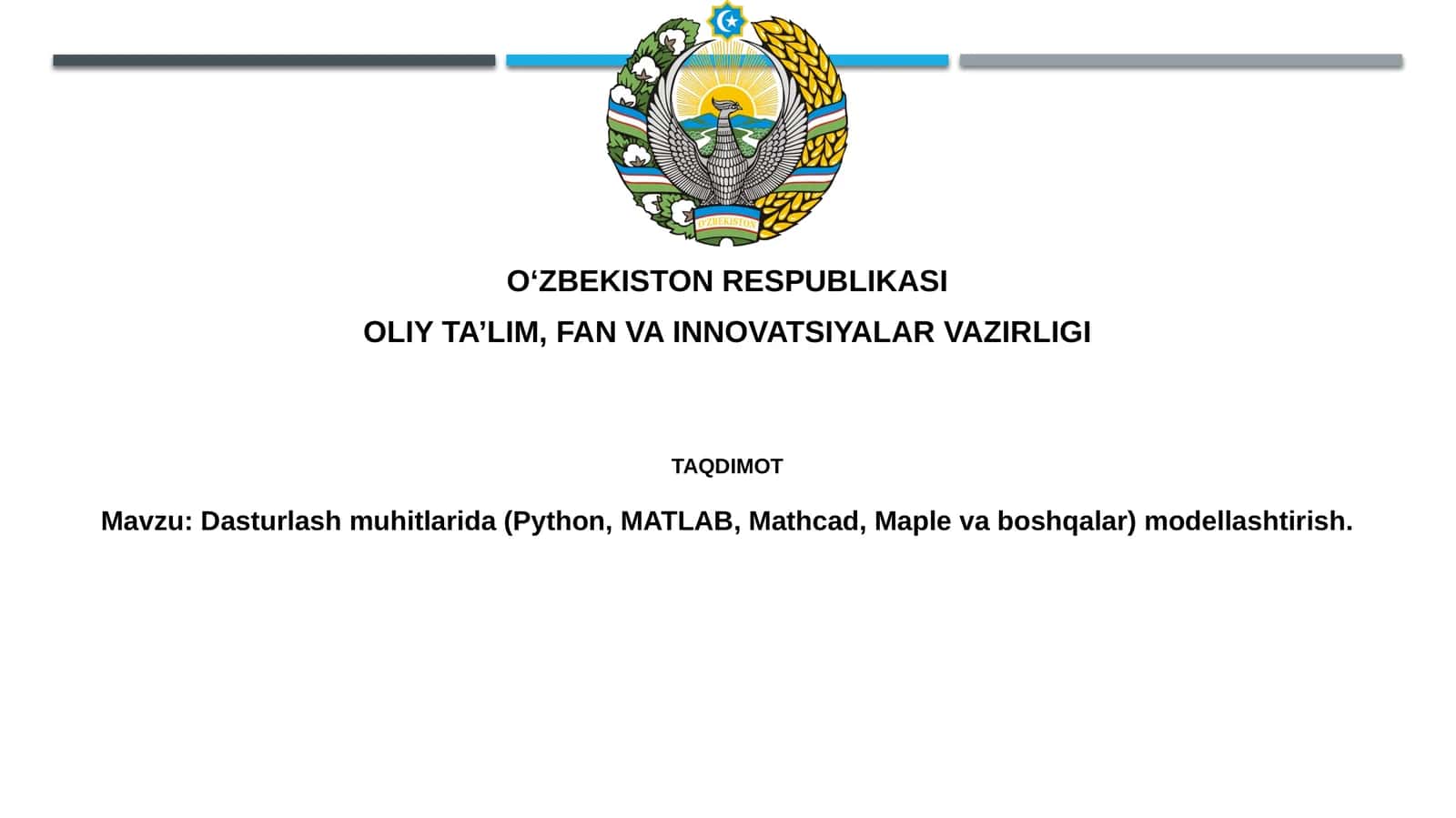 Dasturlash va matematik modellashtirish 1