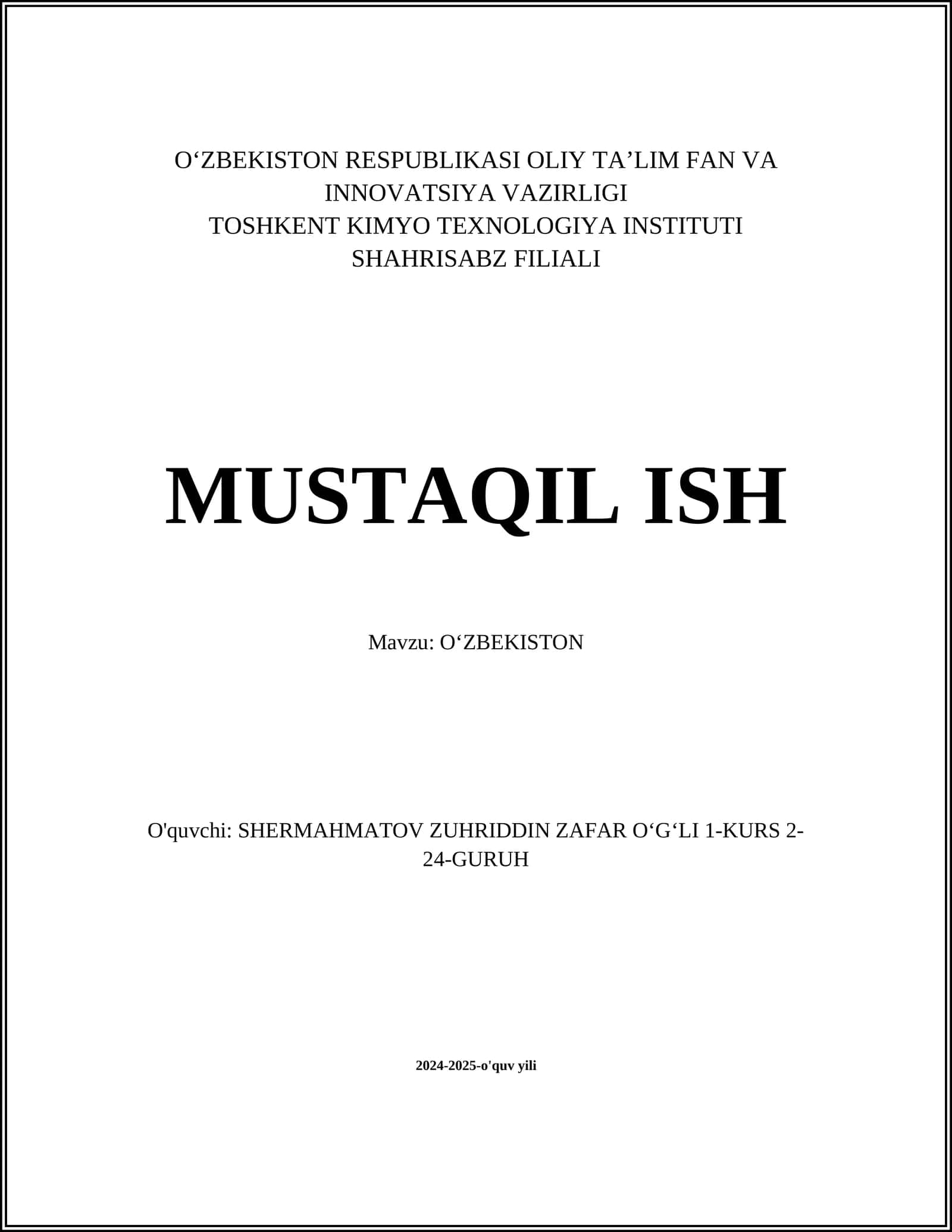 O'zbekiston Tarixi 1