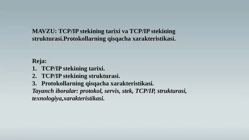 TCP/IP stekining tarixi 1