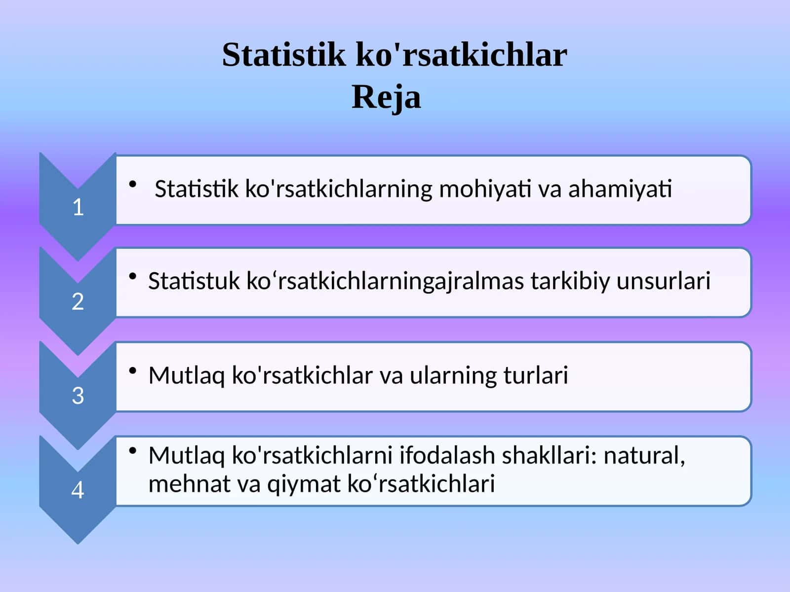 Statistik ko'rsatkichlar 1