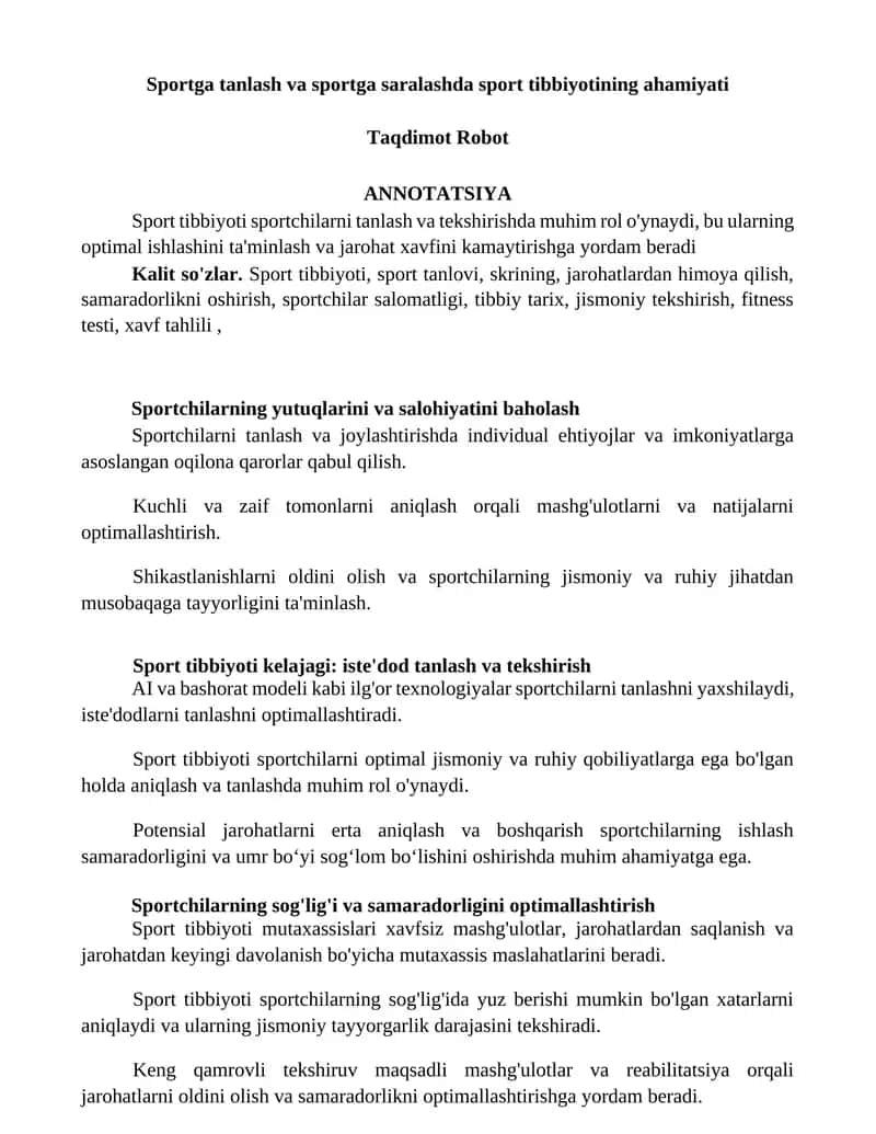 Sport Tibbiyoti 1