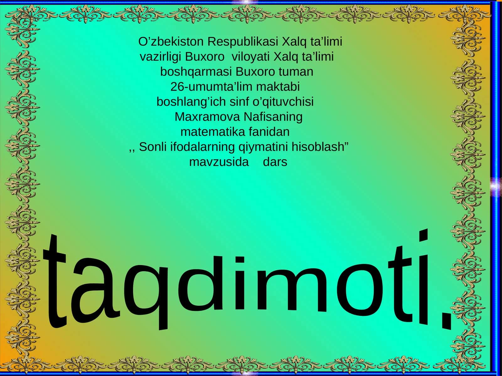 "Sonli ifodalarning qiymatini hisoblash" 1