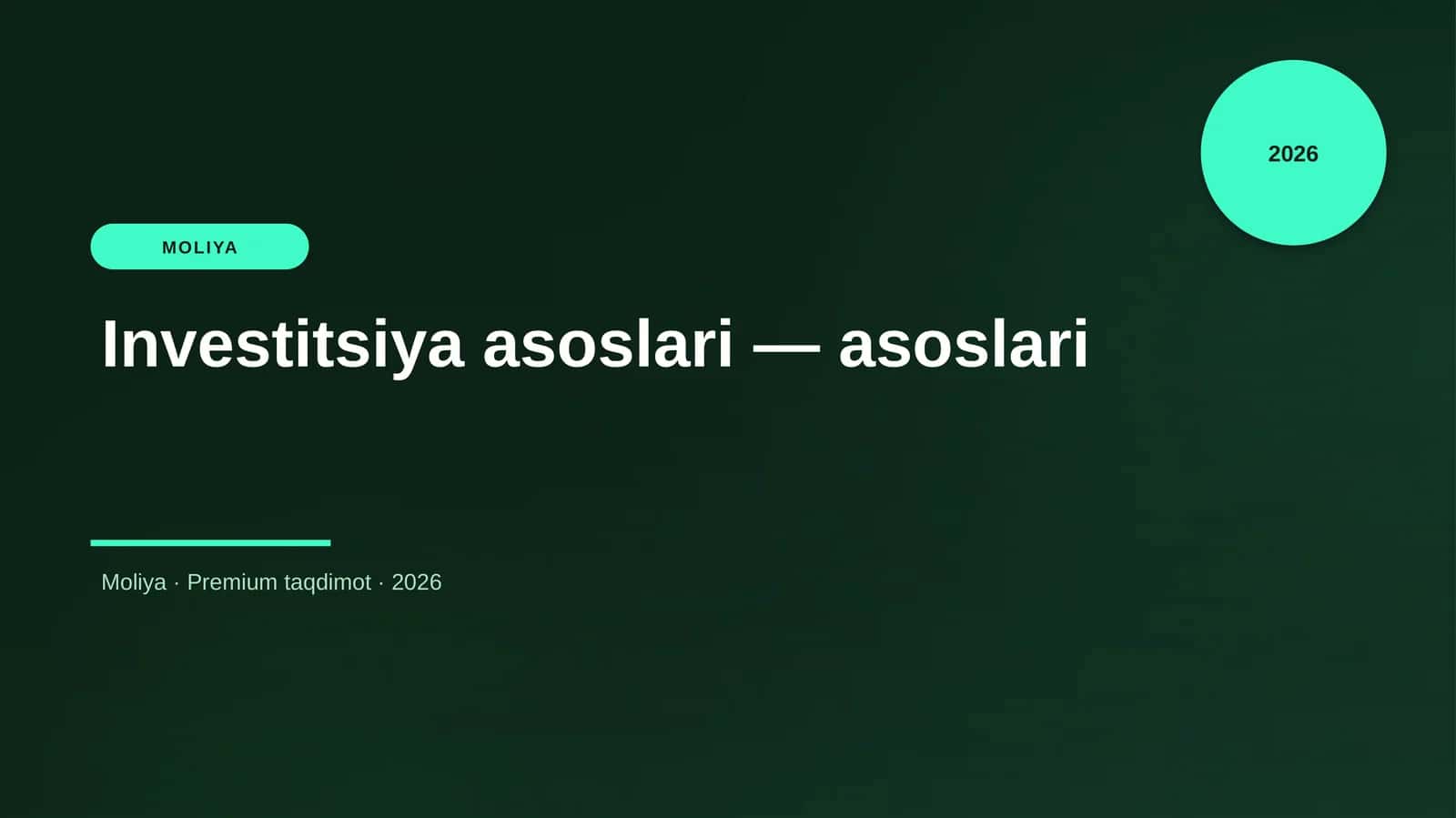 Investitsiya asoslari — asoslari 1