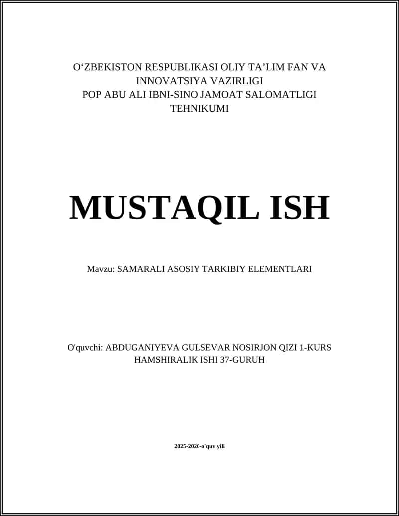 SAMARALI ASOSIY TARKIBIY ELEMENTLARI 1