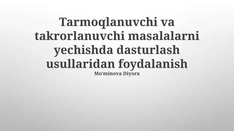 Rekursiv va Iterativ Muammolar 1