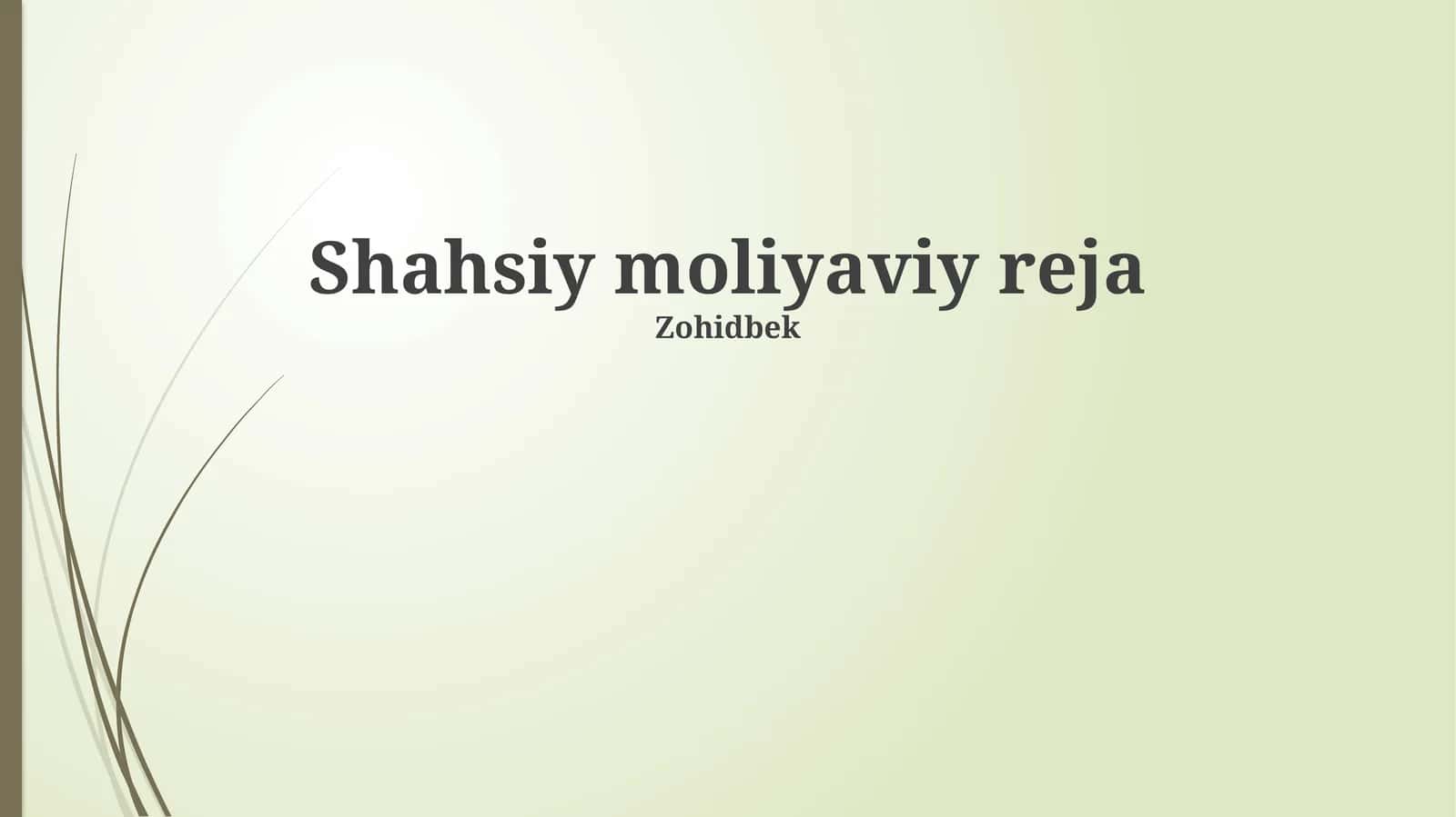 Shahsiy moliyaviy reja 1