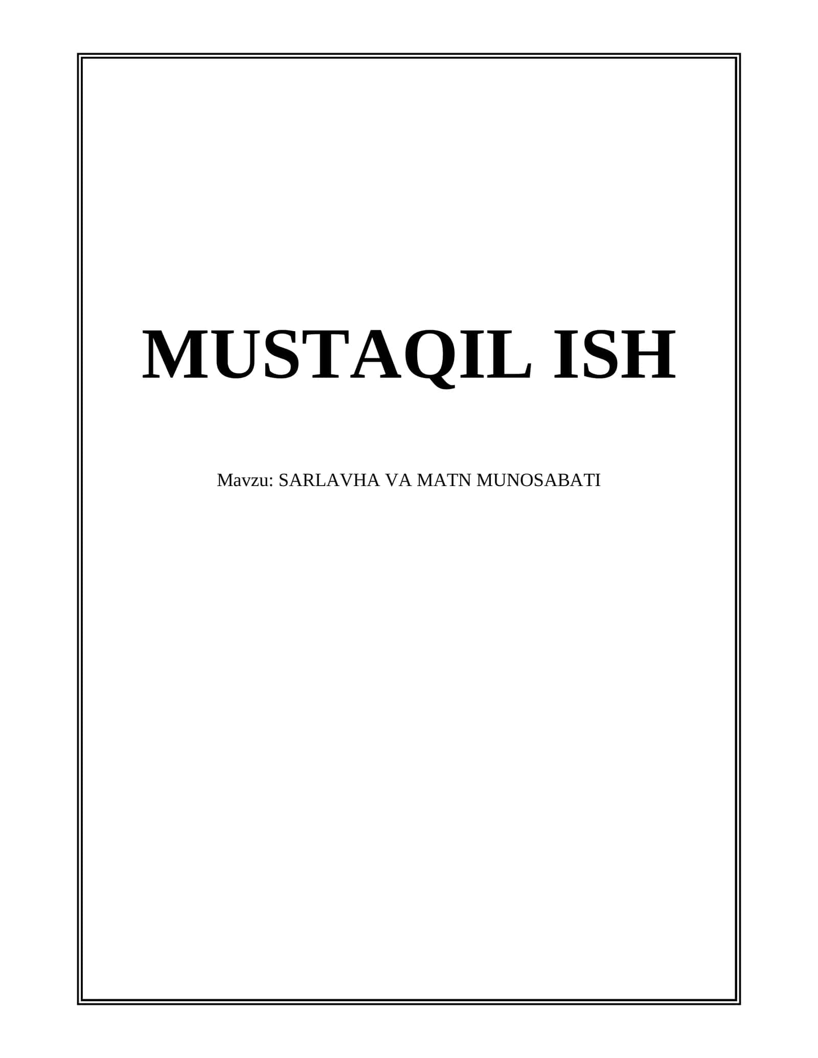 SARLAVHA VA MATN MUNOSABATI 1
