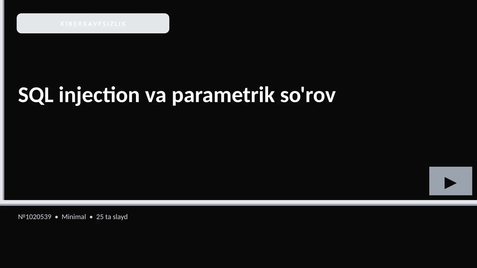 SQL injection va parametrik so'rov 1
