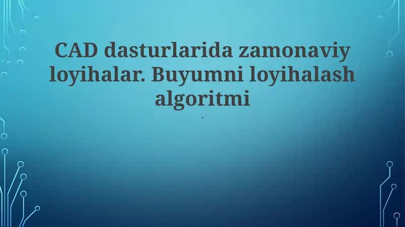 Parametrli Modellashtirish Usullari 1