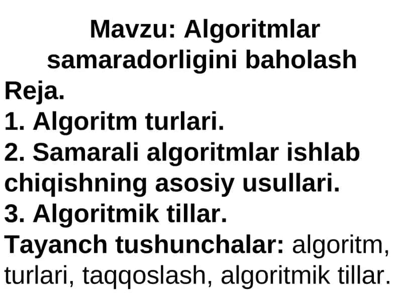 Algoritmlarsamaradorligini baholash 1