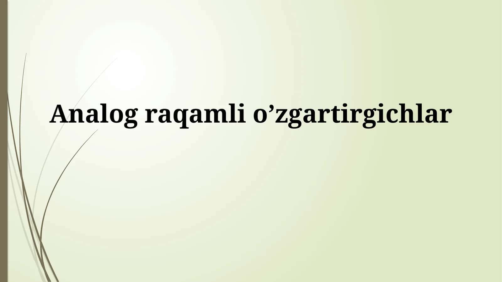 Analog-raqamli o'tkazgichlar 1