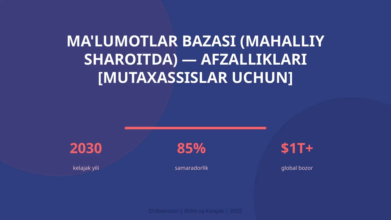 Ma'lumotlar bazasi (mahalliy sharoitda) — afzalliklari [mutaxassislar uchun] 1