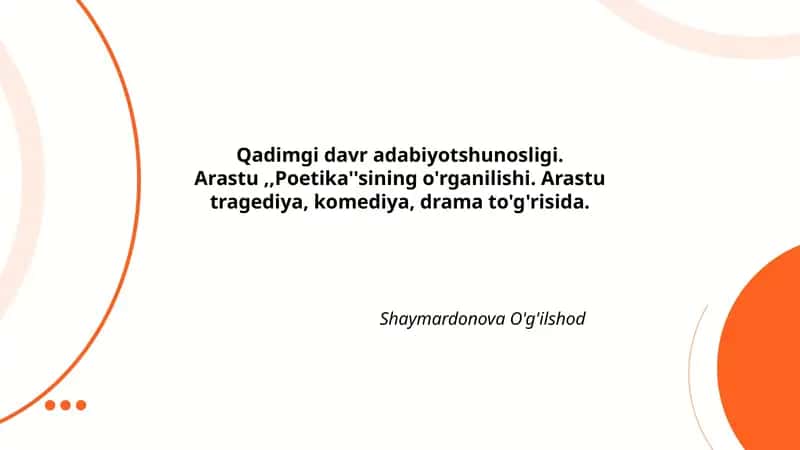 Arastu "Poetika" 1