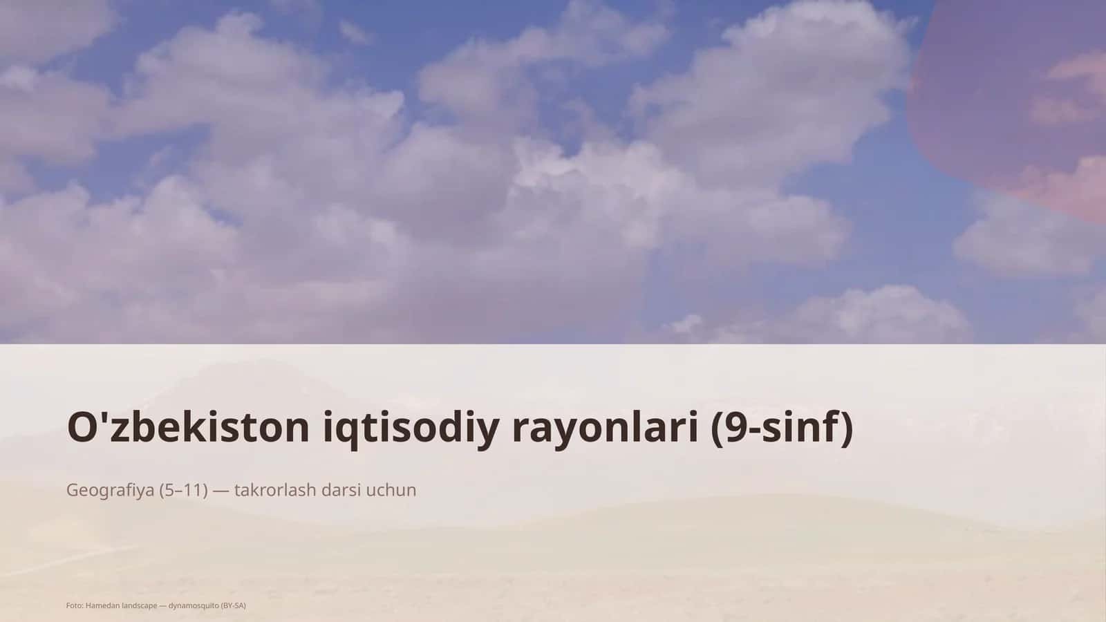 O'zbekiston iqtisodiy rayonlari (9-sinf) 1