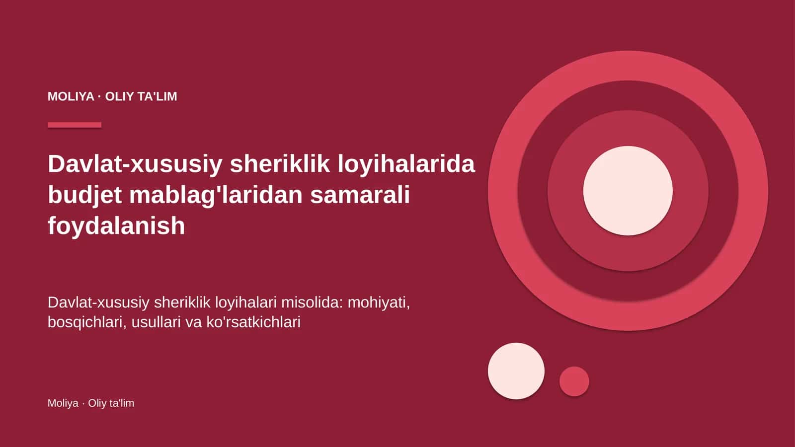Moliya · Oliy ta'lim 1