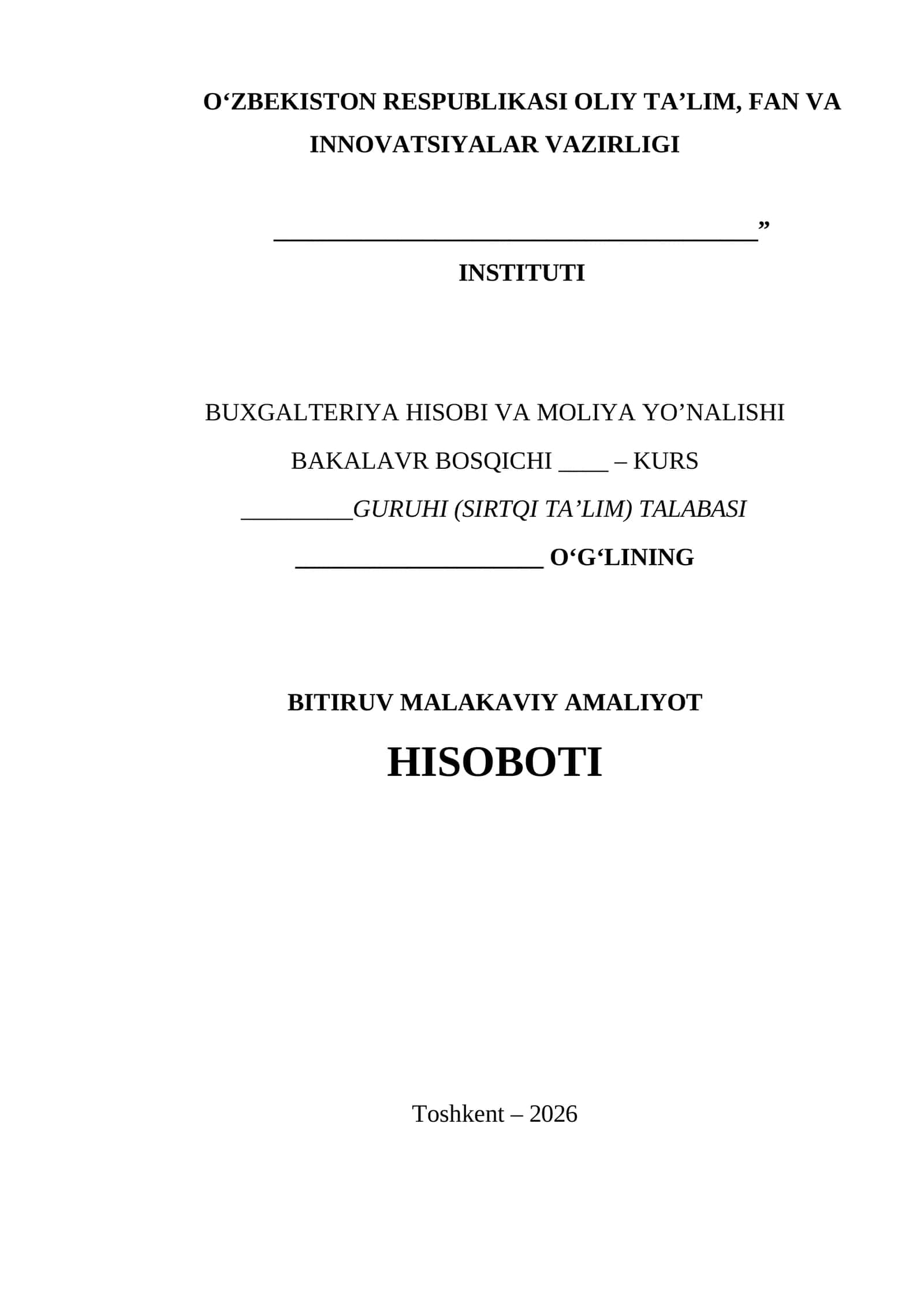 Bitiruv Malakaviy Amaliyot Hisoboti. ALOQA BANK 1