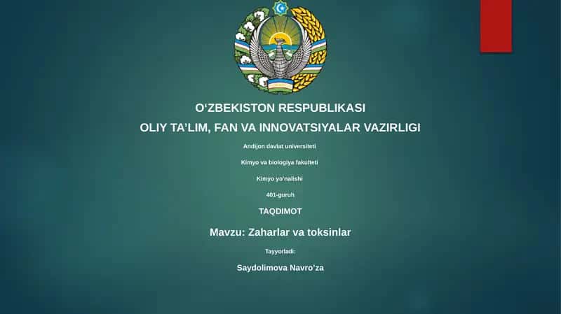 Zaharlar va Toksinlar 1