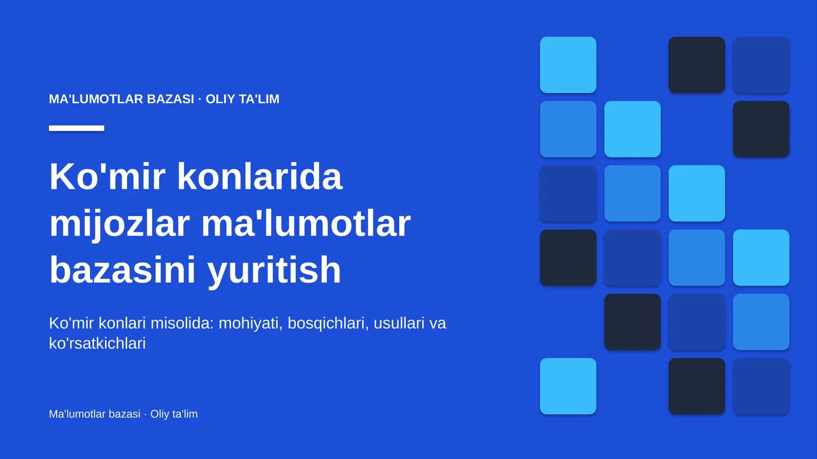 Ko'mir konlarida mijozlar ma'lumotlar bazasini yuritish 1