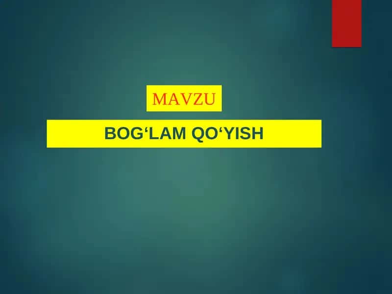 BOG‘LAM QO‘YISH 1