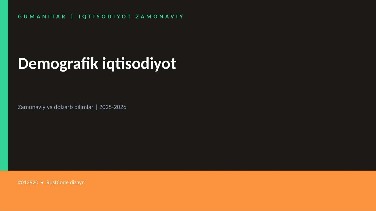 Demografik iqtisodiyot 1