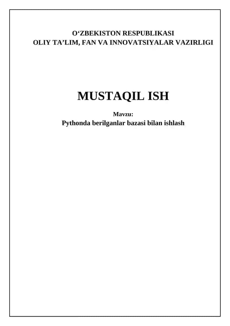 Pythonda Ma'lumotlar Bazalari Bilan Ishlash