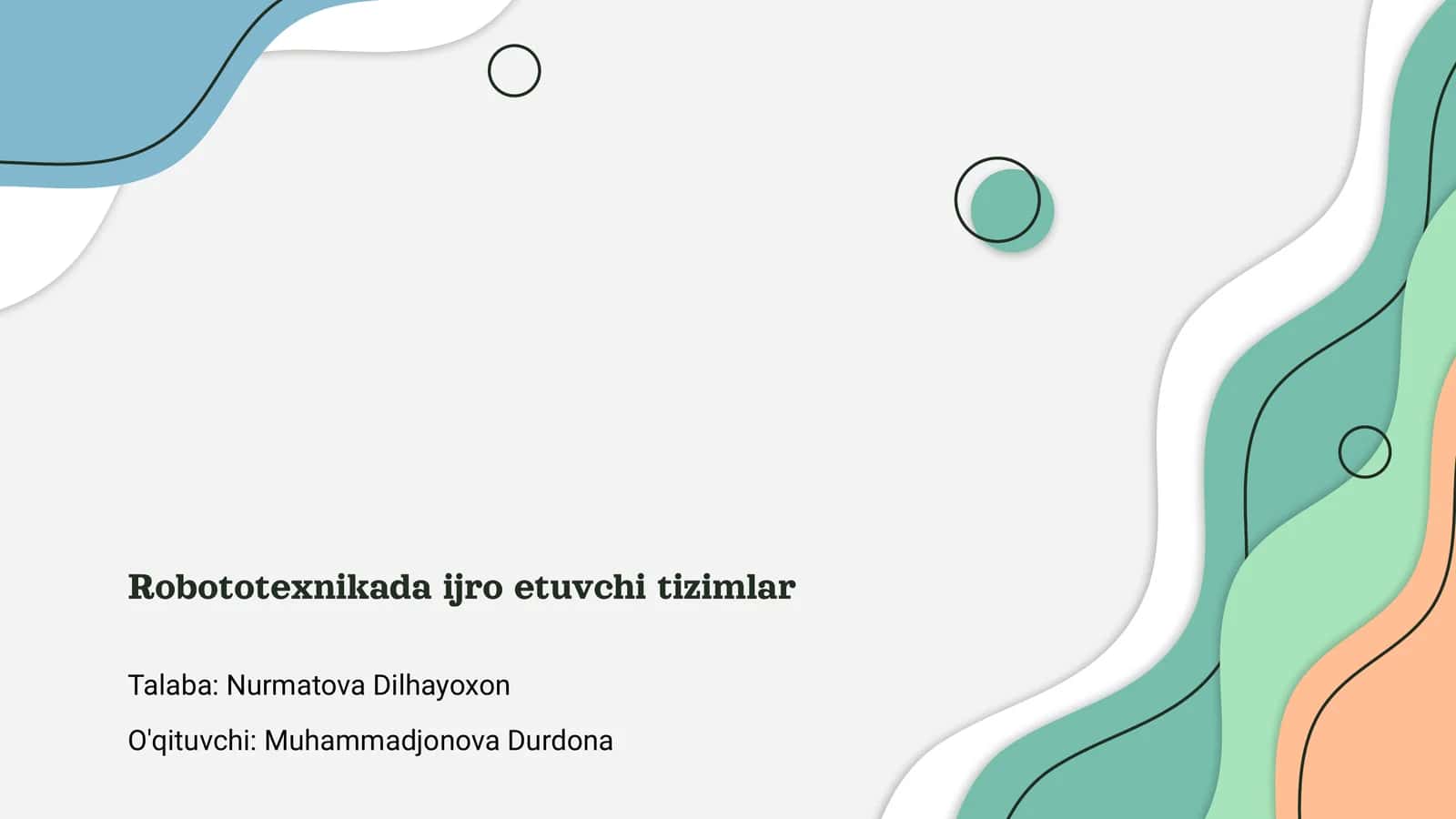Robototexnikada ijro etuvchi tizimlar 1
