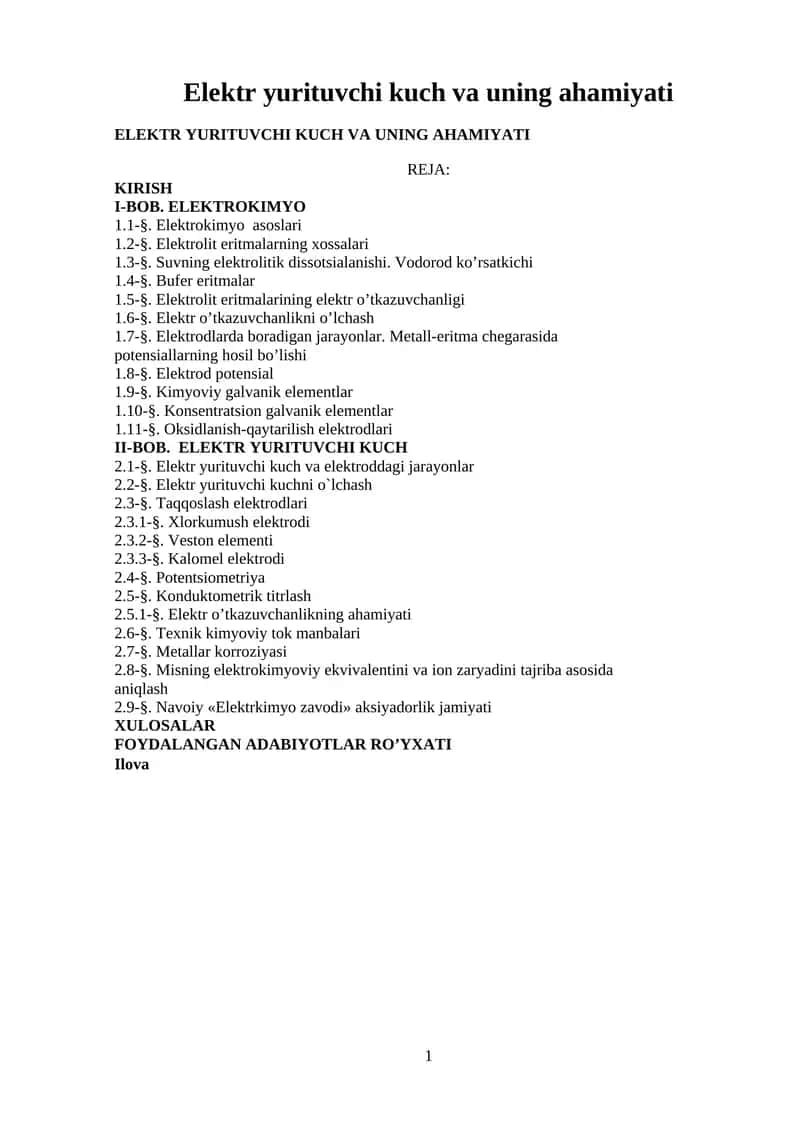 Elektr yurituvchi kuch va uning ahamiyati 1