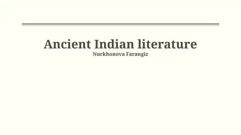 Ancient Indian literature 1