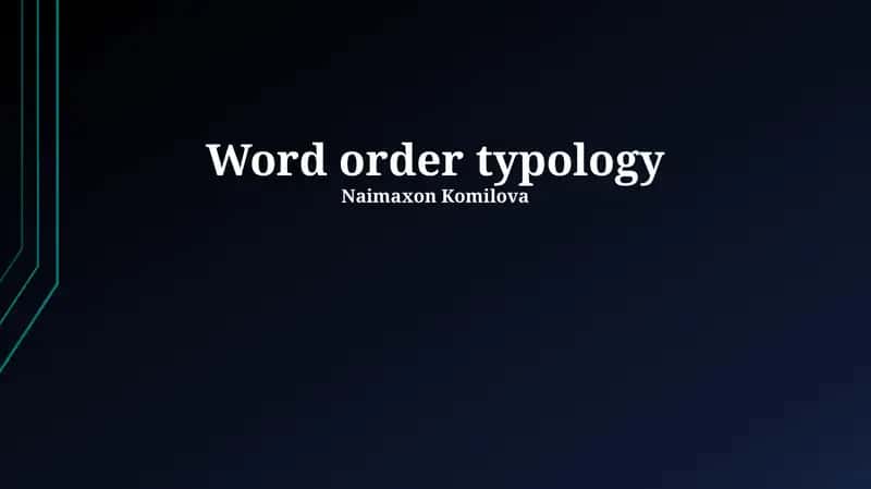 Word order typology 1