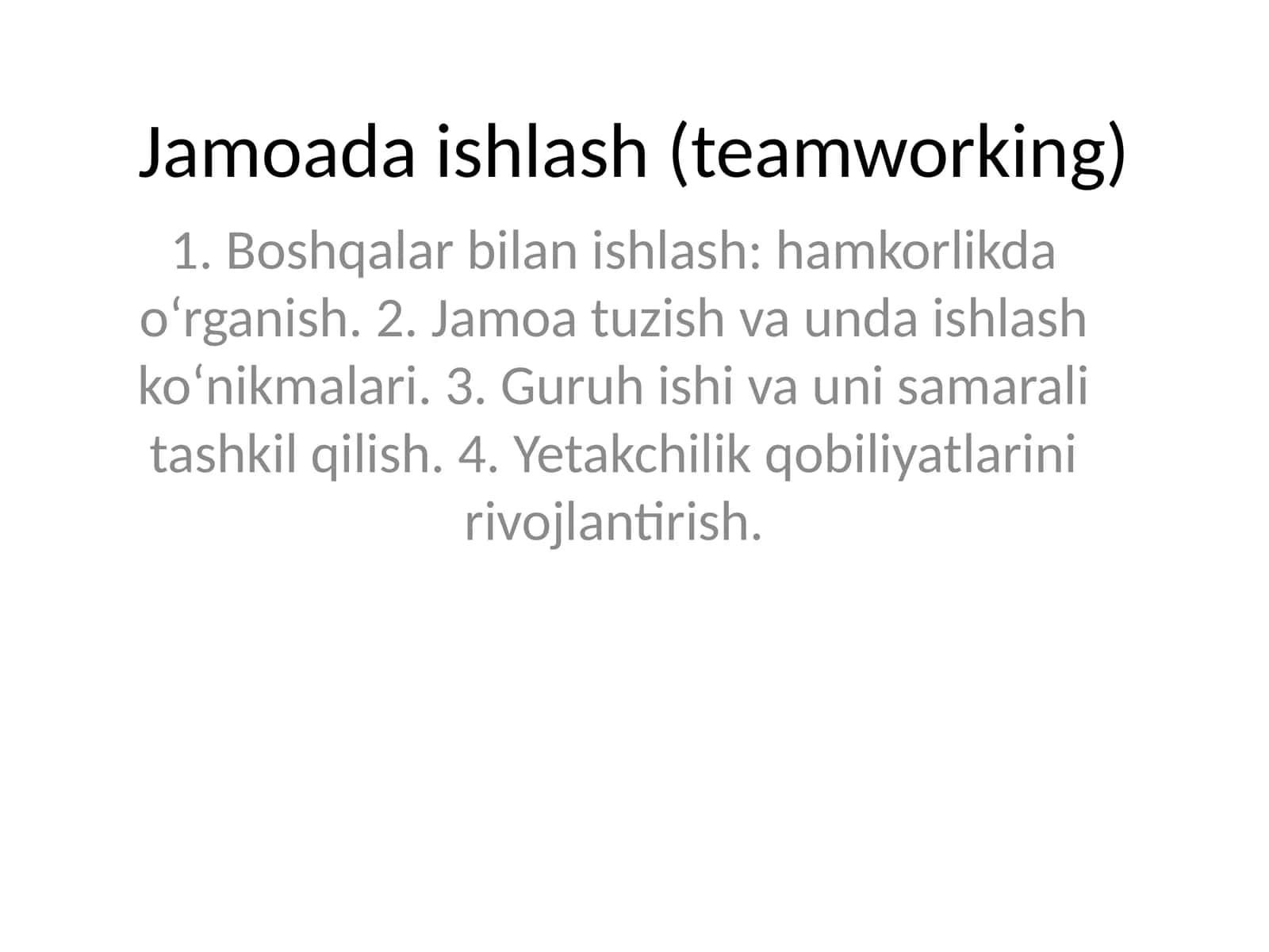 Jamoaviy ishlash (teamworking) 1