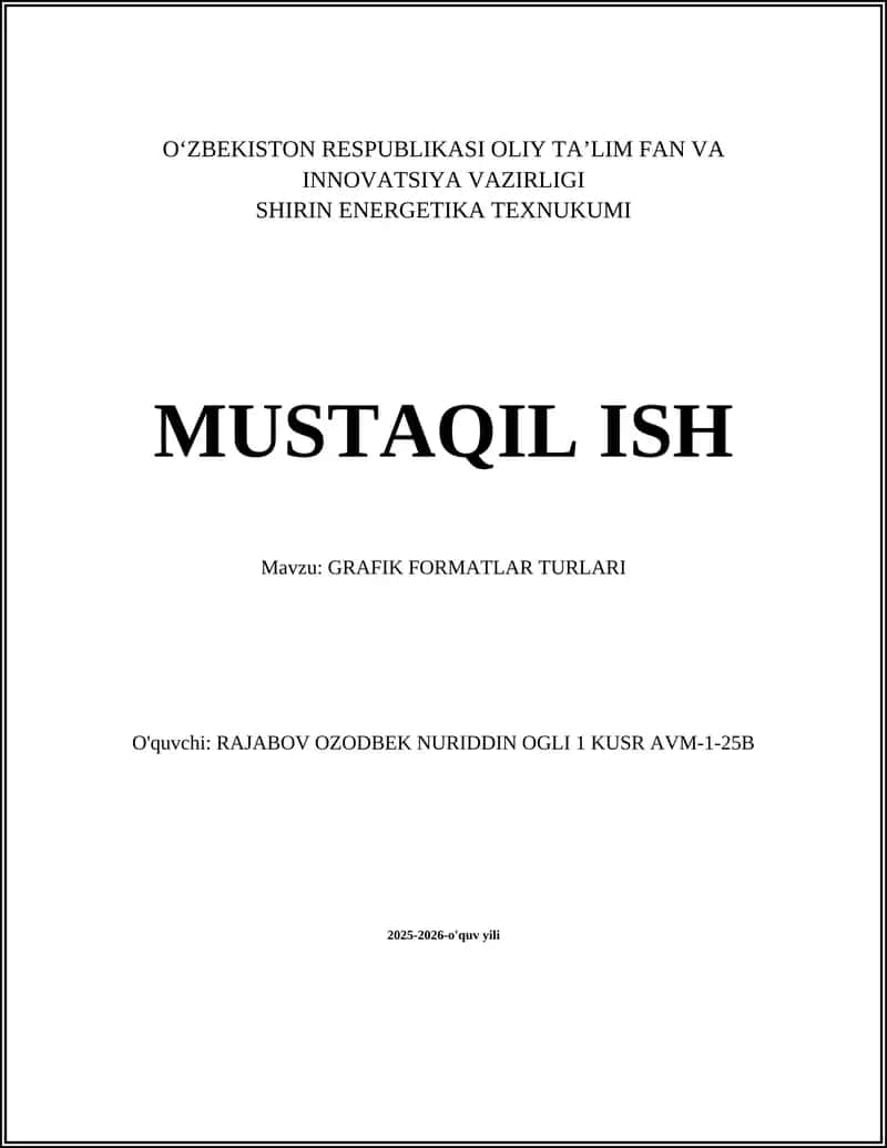 GRAFIK FORMATLAR TURLARI 1
