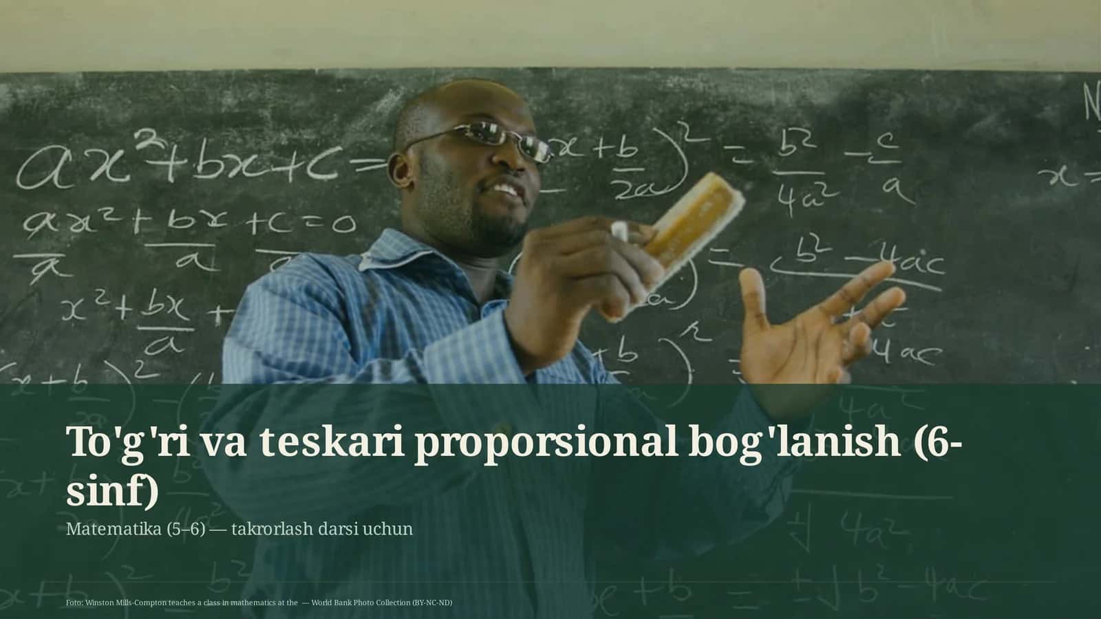 To'g'ri va teskari proporsional bog'lanish (6-sinf) 1