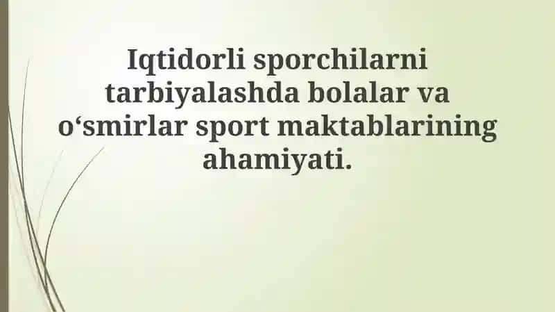 Bolalar va O'smirlar Sport Maktablari