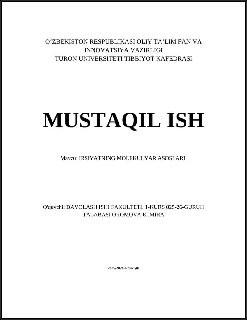 IRSIYATNING MOLEKULYAR ASOSLARI 1