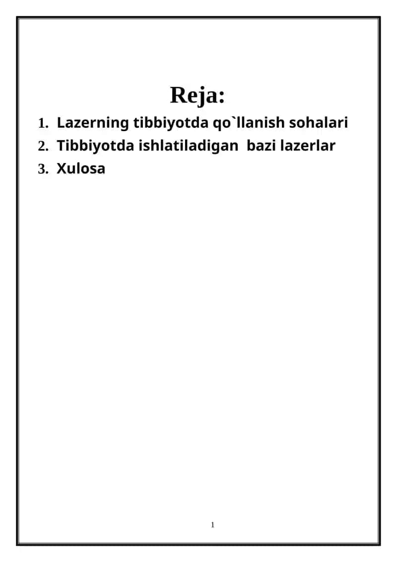 Lazerlar va ularni tibbiyotda qo'llash